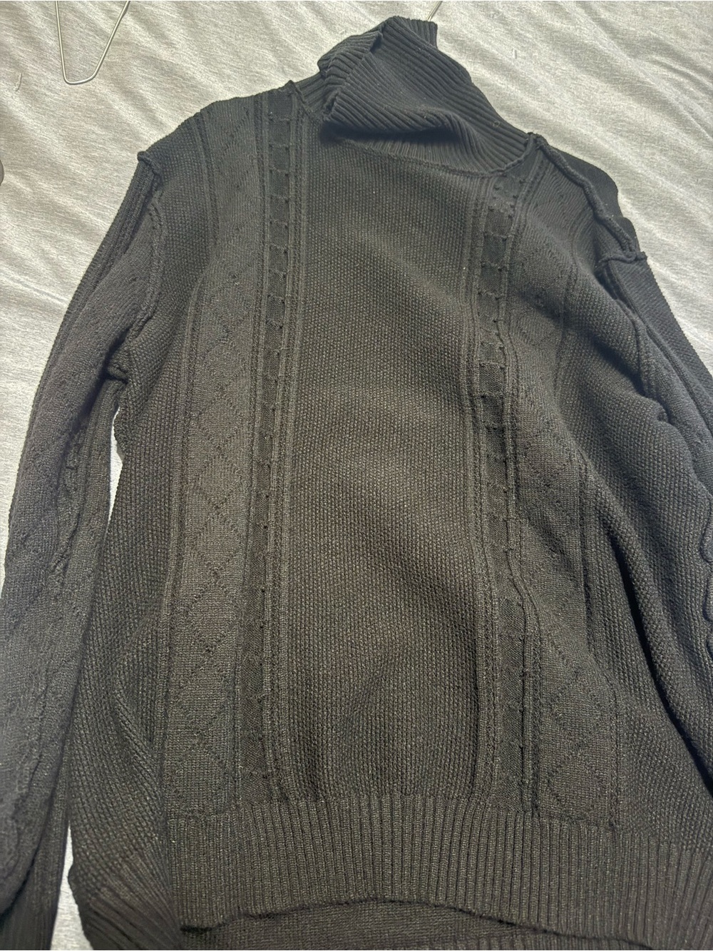 Fashion Nova Black Cable Knit Turtleneck Sweater for Men